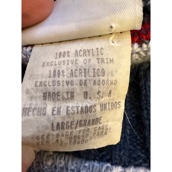 Vintage Huntington Ridge Large Acrylic Crew Sweater Hearts Bows Flowers Red Blue - Picture 6 of 7